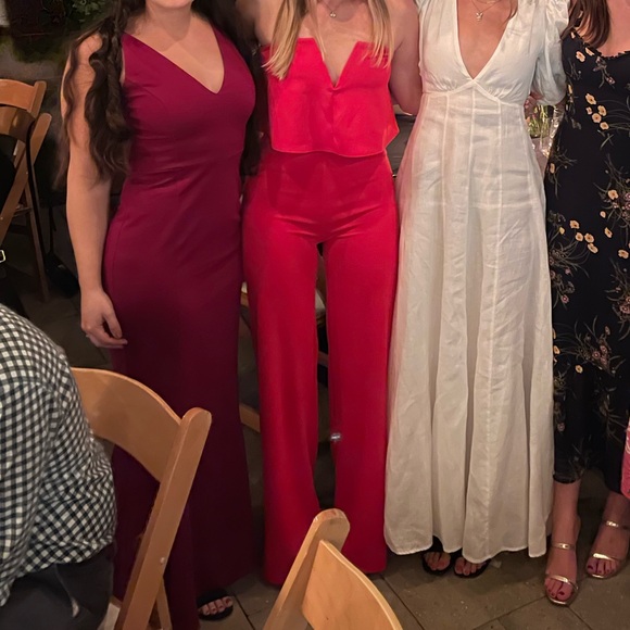 Power of Love Red Strapless Jumpsuit - Picture 2 of 3